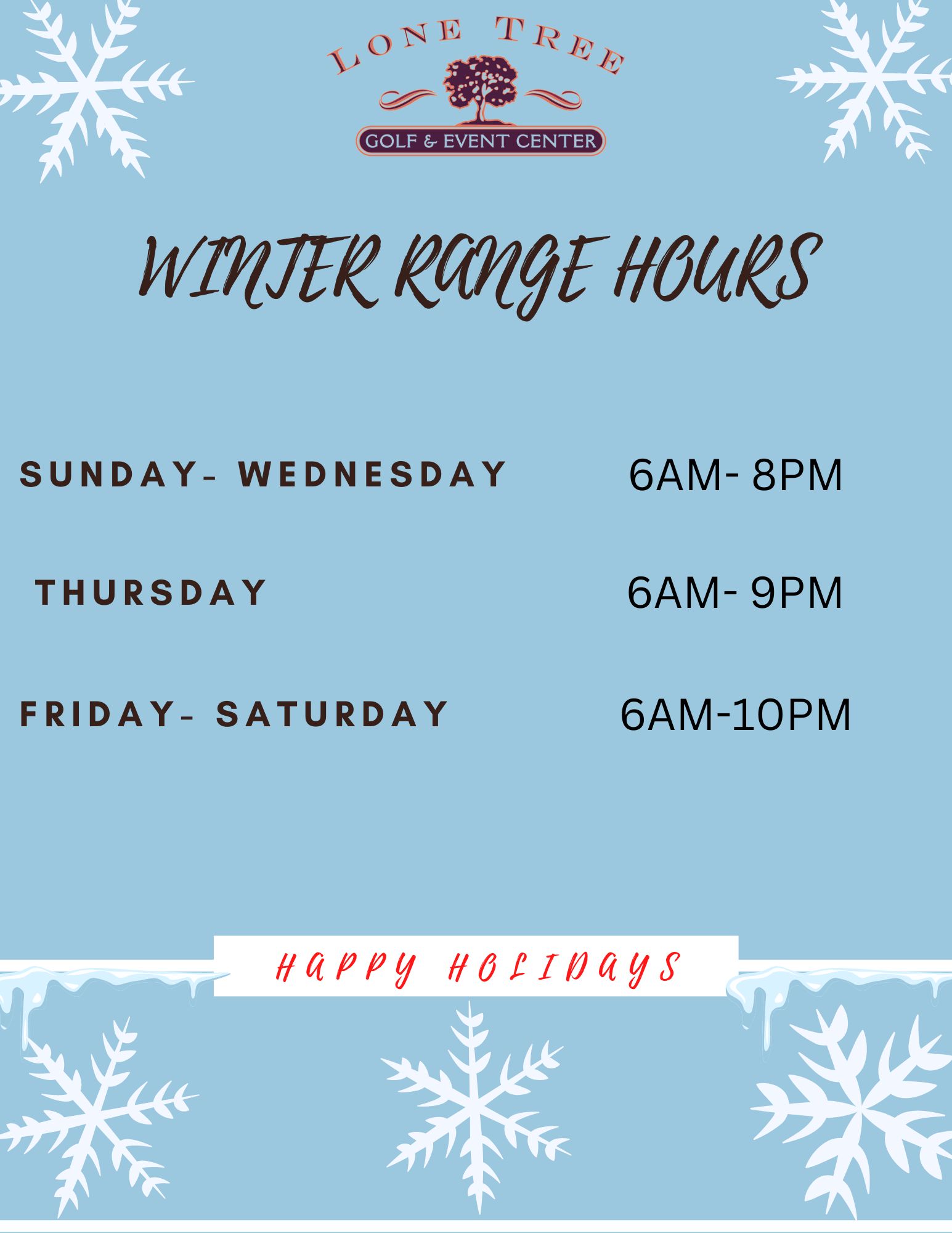 Rnage Hours Winter