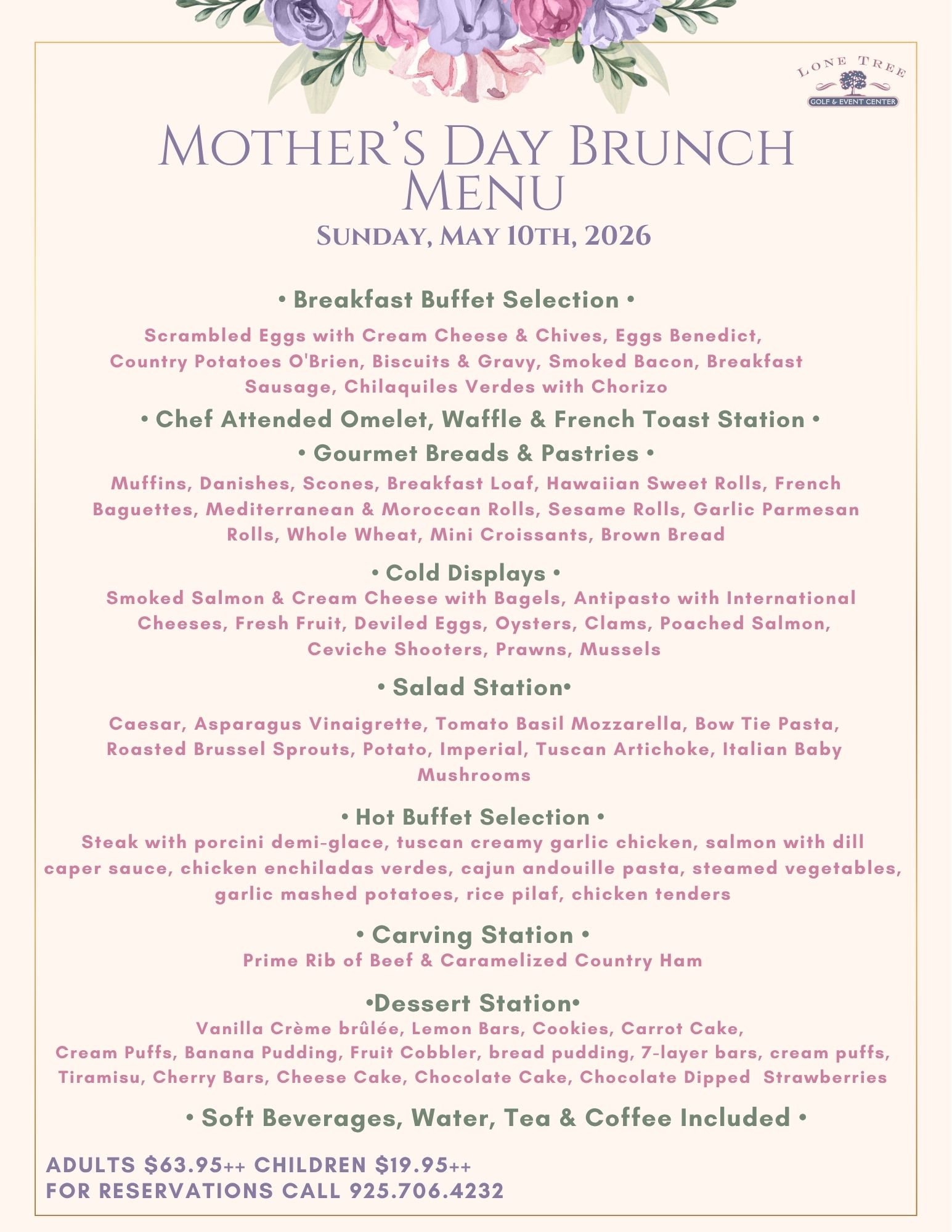 2026 Mothers Day Brunch Menu