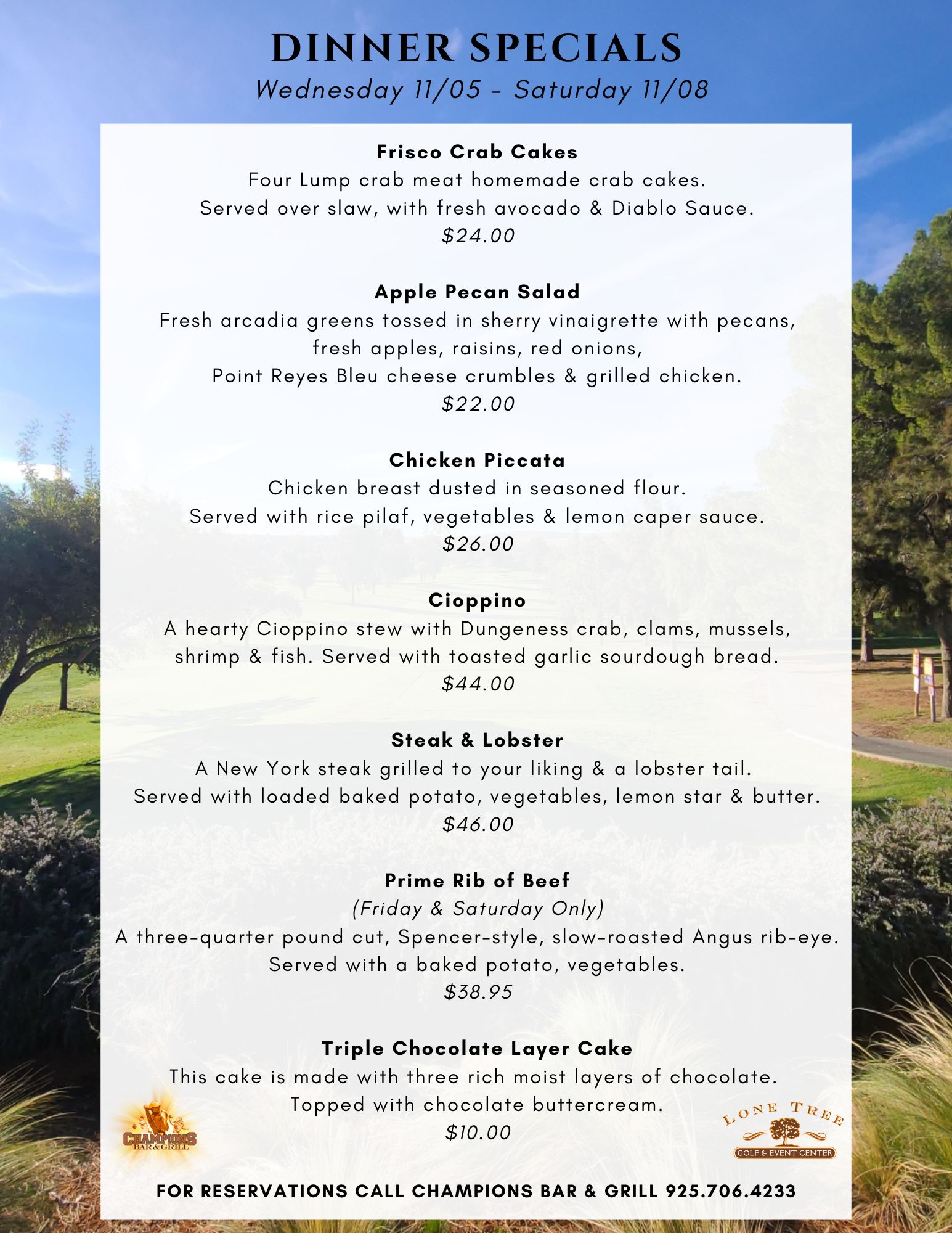 Dinner Specials 1105 1108