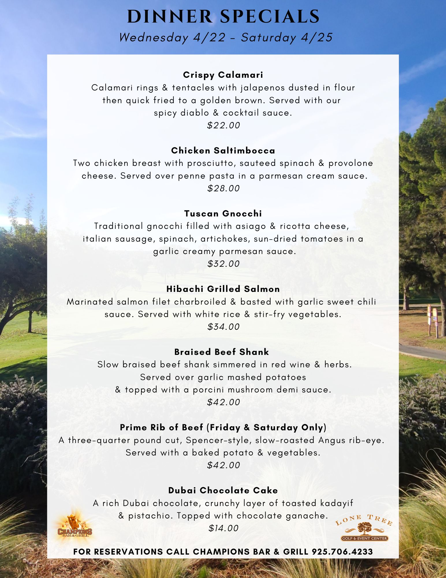 Dinner Specials 42226 42526